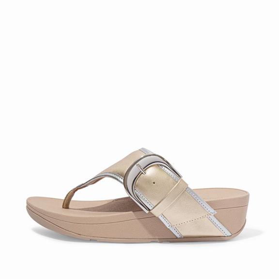 FitFlop Dámská Toe Post Sandály Zlaté / Viacfarebný - OLIVE Kůže CZ-913275